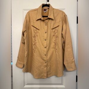 Brooks & Dunn by Panhandle Slim Embroidered Tan Pearl Snap Shirt Size 2x